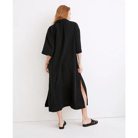 Madewell Lightestspun Cover-Up Maxi Shirtdress Relaxed Fit True Black NWT M - Picture 2 of 11